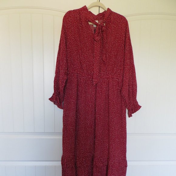 Ava & Viv Dresses Nwt Ava Viv Red Print Dress With Neck Tie Size X